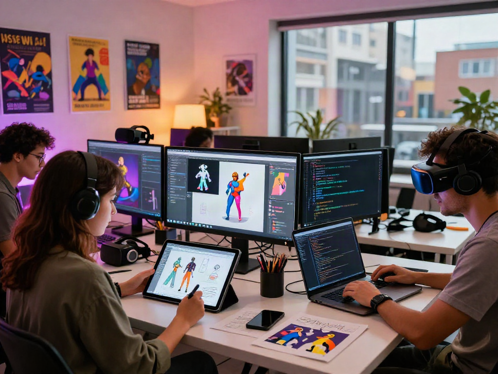 Collaborative digital art studio exploring nsfw AI concepts with diverse artists and engineers.
