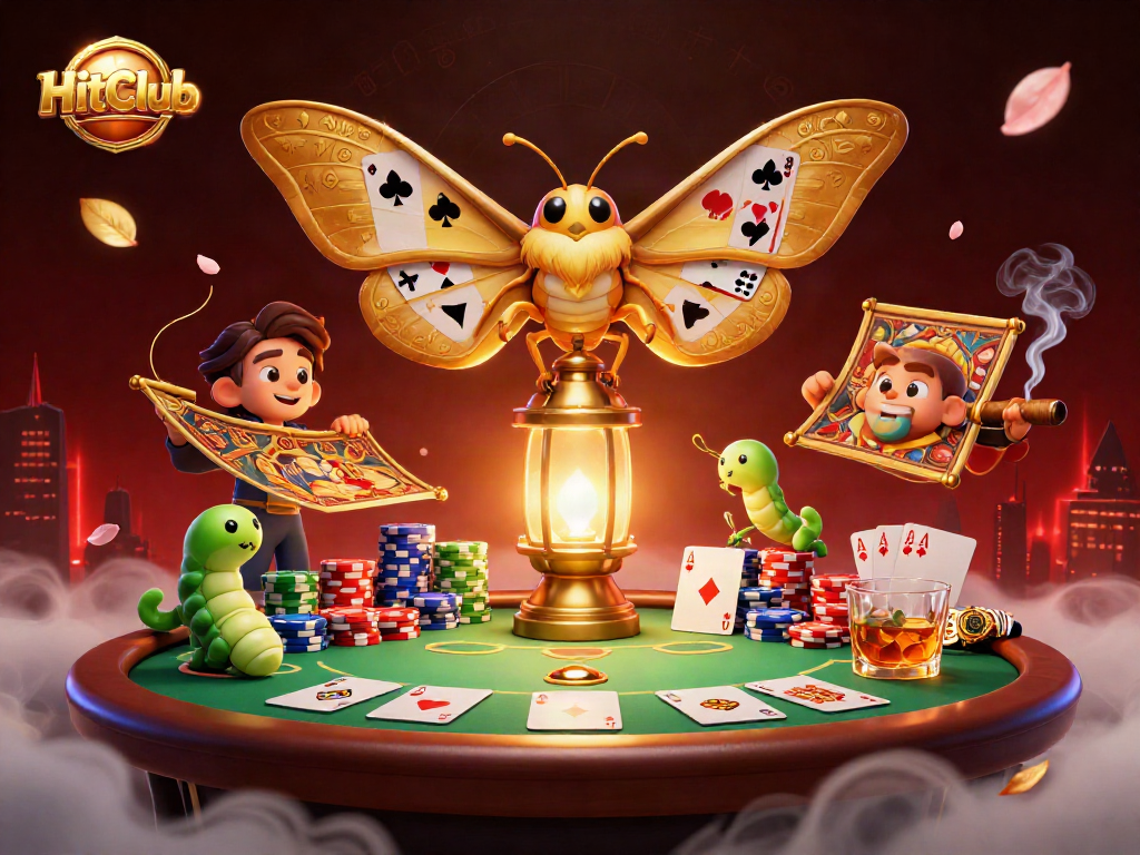 Experience the thrill of HitClub with a vibrant casino illustration featuring engaged players around poker elements.