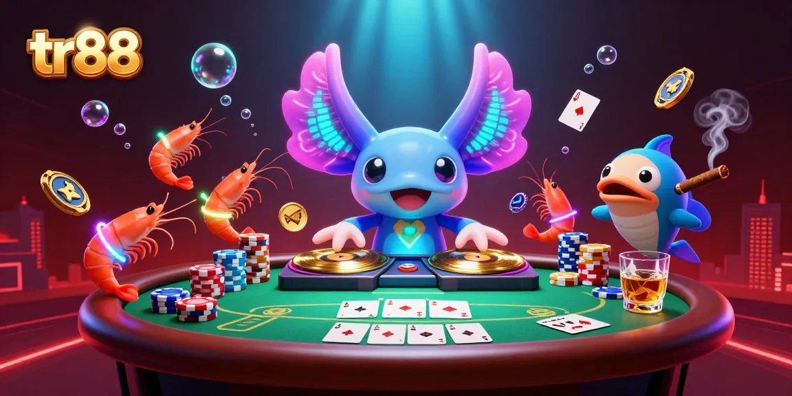 Experience thrilling games at TR88 with a vibrant underwater casino scene featuring lively characters and iconic gambling elements