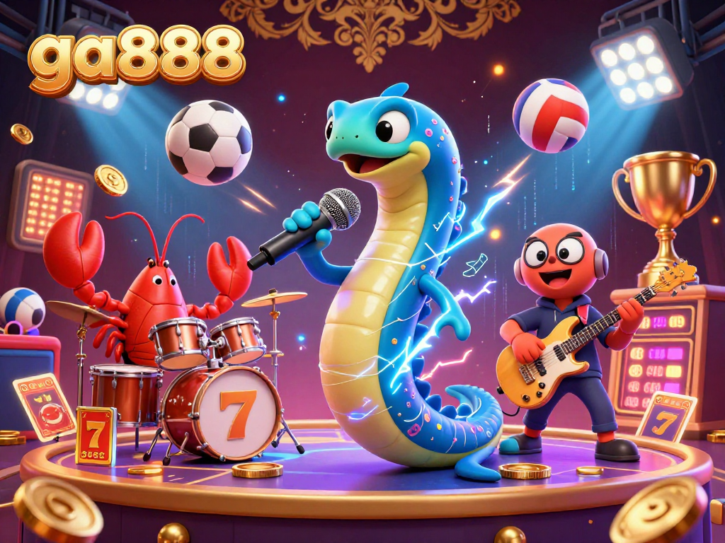 Spin the reels with ga888 in a vibrant underwater casino scene featuring electric eel and friends.