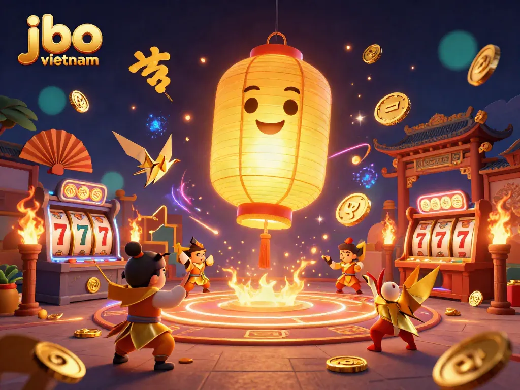 Experience the thrill of jbo vietnam with a vibrant casino illustration showcasing excitement, games, and lucky symbols.