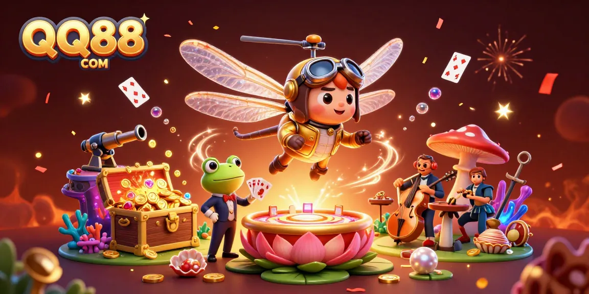 Experience the vibrant world of QQ88 COM with engaging characters in a lively casino scene.
