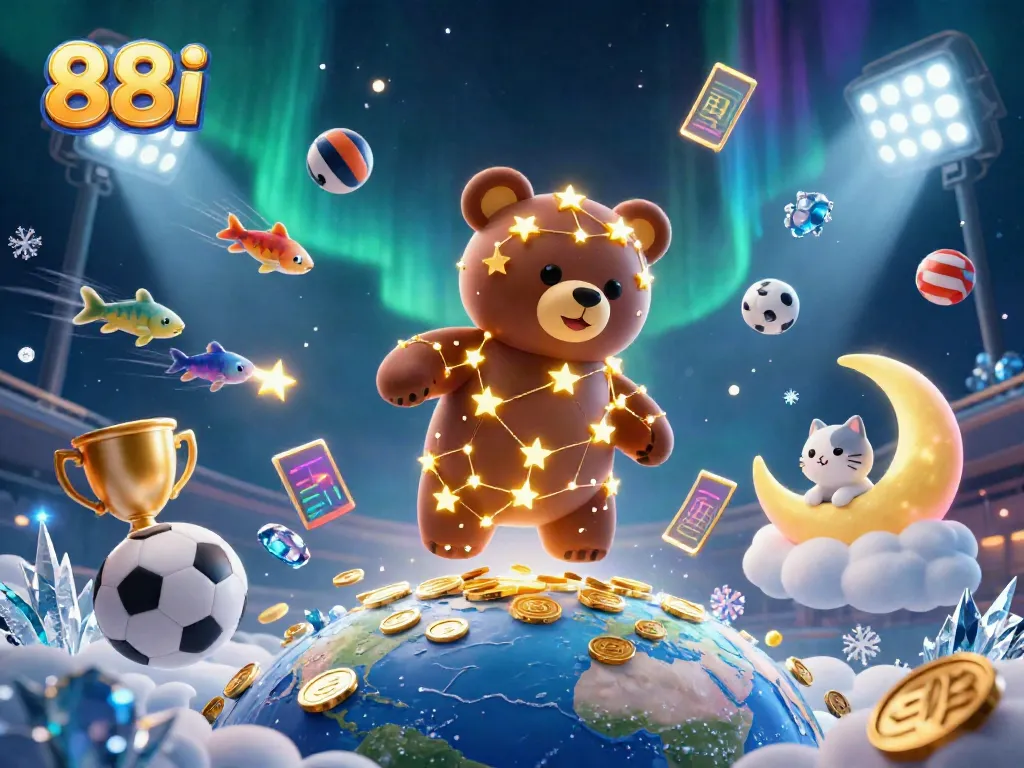 88i rewards players with an atmospheric 3D casino scene featuring a constellation bear and interactive elements.