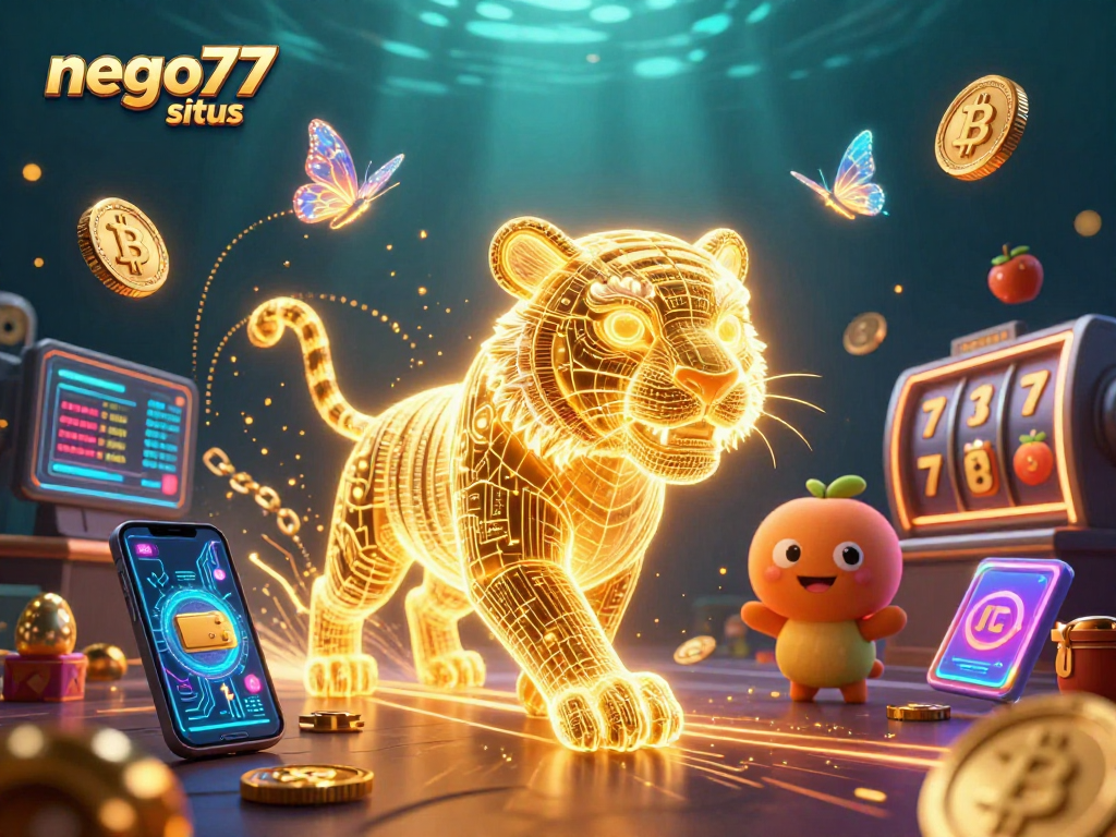 Experience thrilling gameplay with nego77 situs, showcasing a vibrant digital casino environment featuring crypto elements.