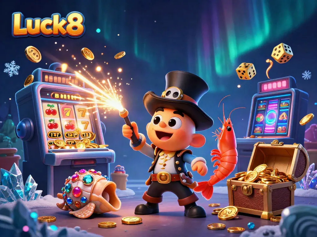 Luck8 captures the excitement of winning with a dynamic casino illustration featuring vibrant characters and elements.