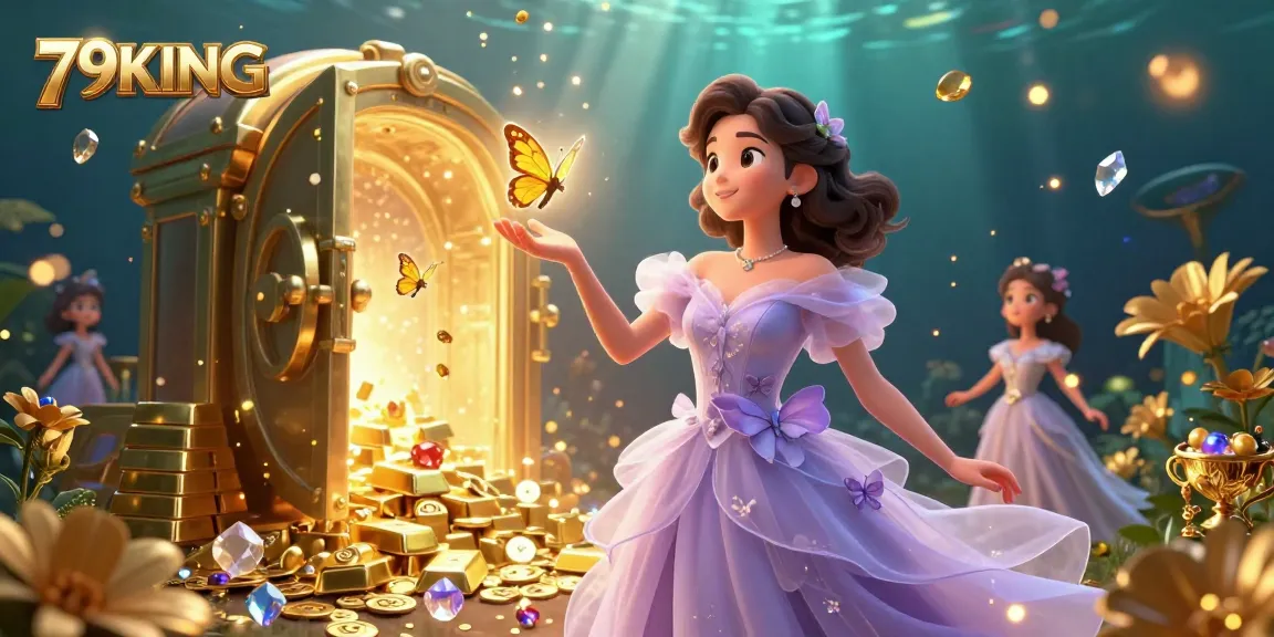 Experience winning strategies at 79KING with enchanting casino elements in this vibrant 3D illustration.