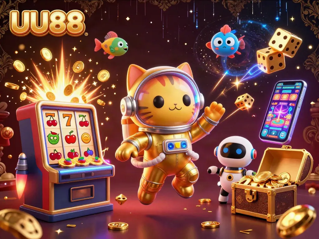 Experience thrilling gameplay at UU88 with a space astronaut cat and exciting casino action.