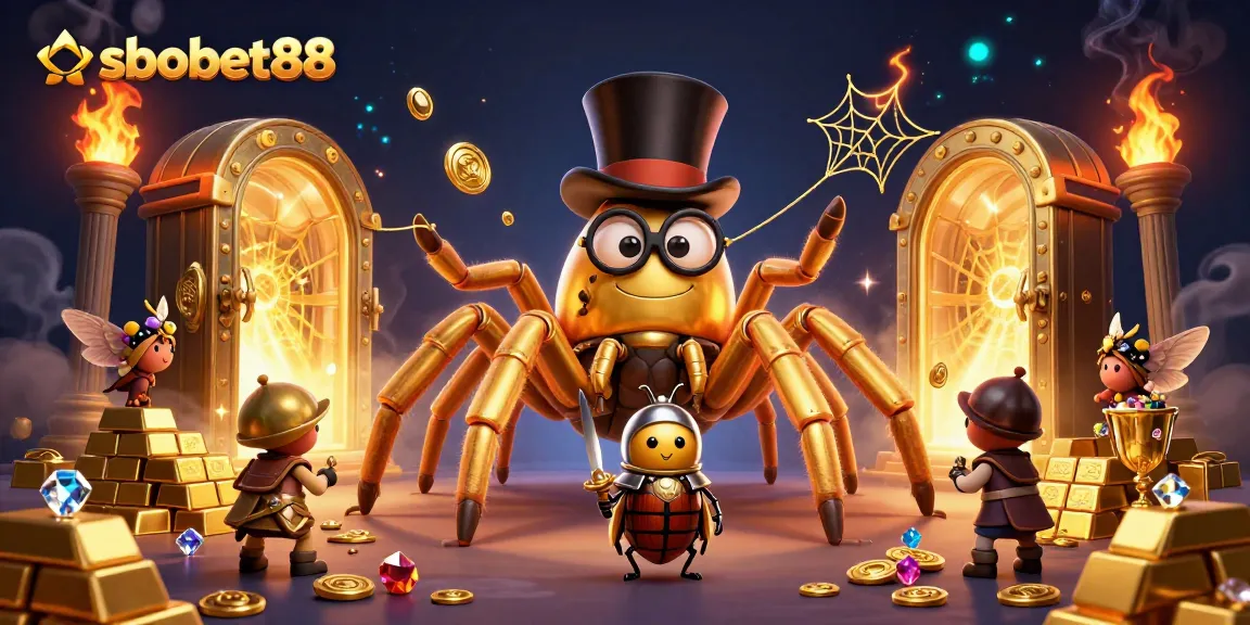 menangkap momen seru sbobet88 saat bertaruh, dengan tarantula emas dan kesatria kecil beraksi di kasino digital