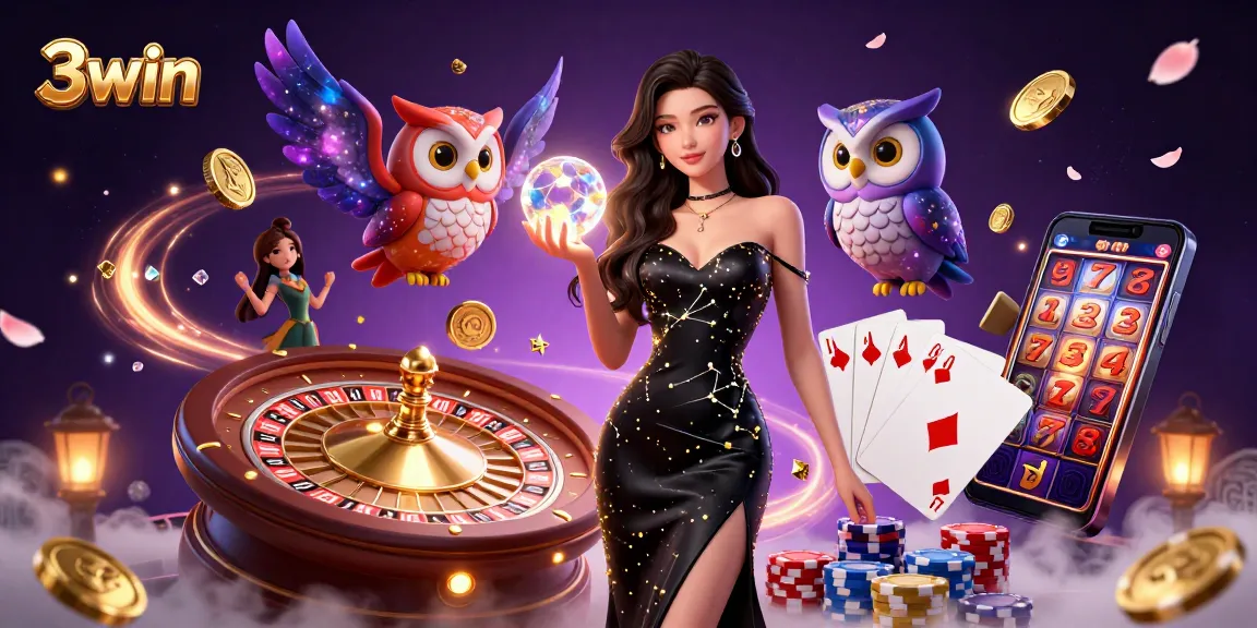 Experience the captivating world of 3win with stunning casino visuals, enchanting characters, and glamorous gaming elements.