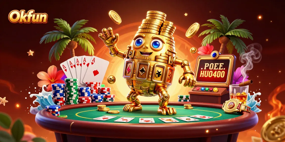 Enhance your gameplay excitement with Okfun's vibrant casino experience featuring a golden golem.