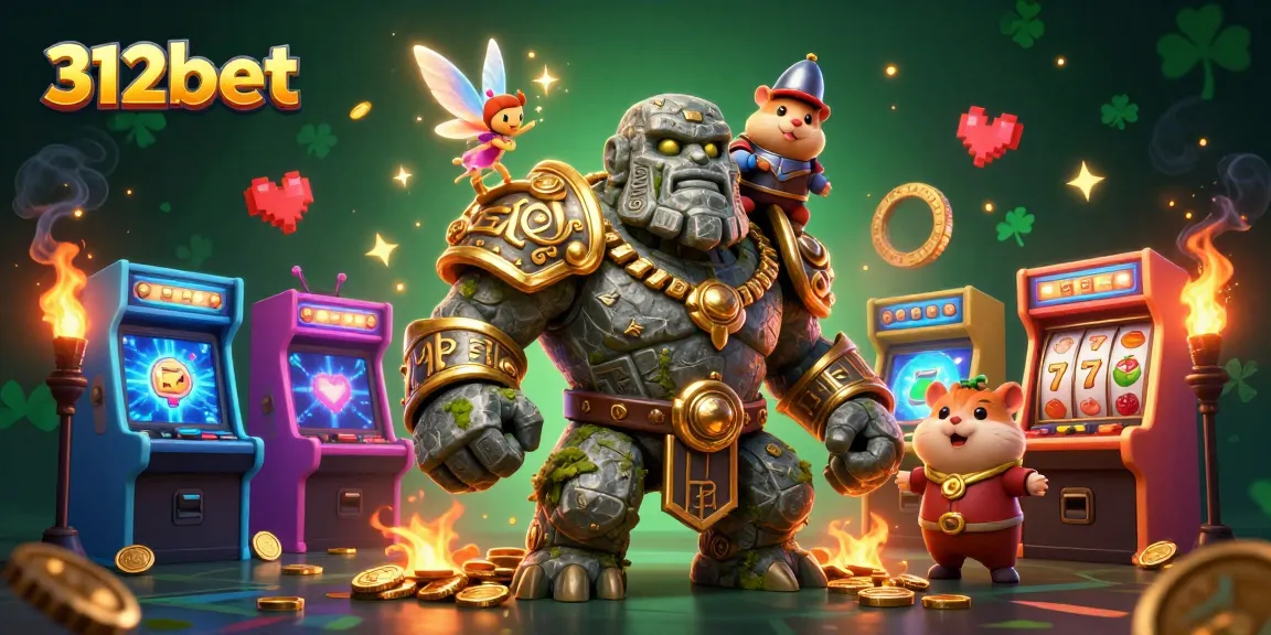 Experience the thrill of 312bet with dynamic 3D characters amid vibrant casino elements.