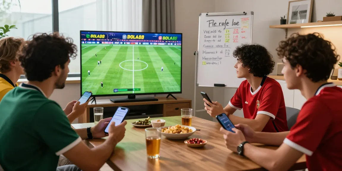 BOLA88 live betting excitement in a modern living room with friends