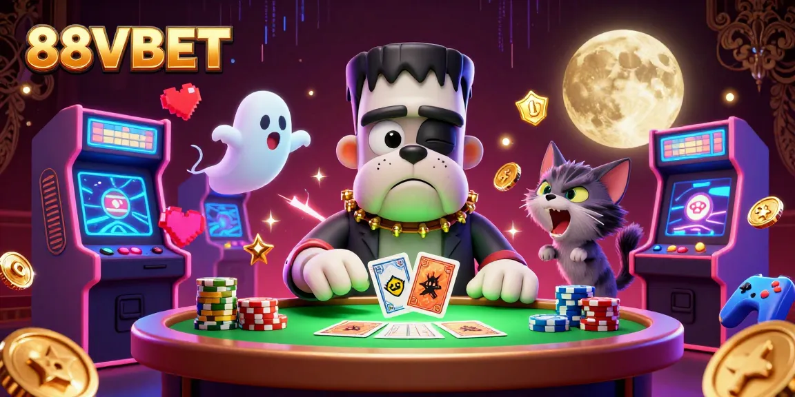Join the excitement at 88VBET, where unique characters deal cards amid vibrant casino vibes.