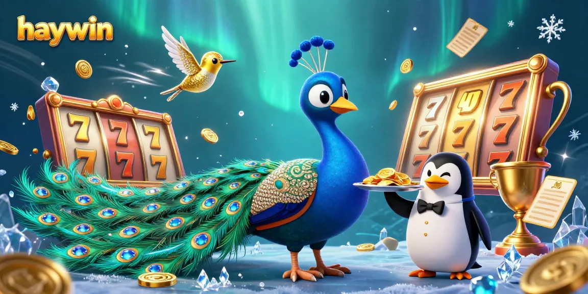 Experience the thrills of haywin casino showcasing a peacock and colorful elements of slot games.