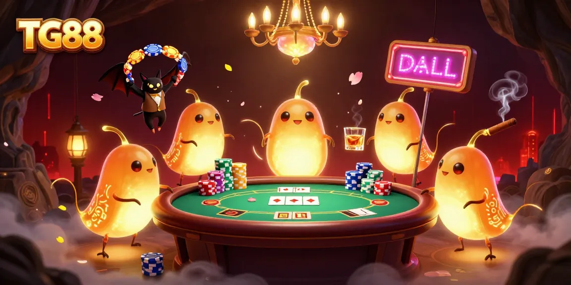 Experience the vibrant atmosphere of TG88 with glowing elements and engaging poker action
