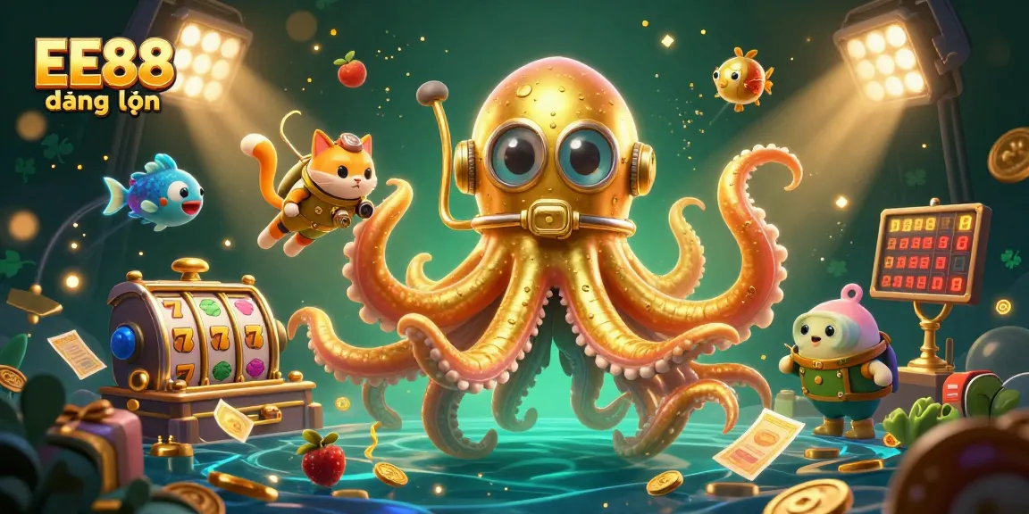 Join the excitement at EE88 đăng nhập with a vibrant 3D illustration showcasing dazzling treasures and lucky symbols!