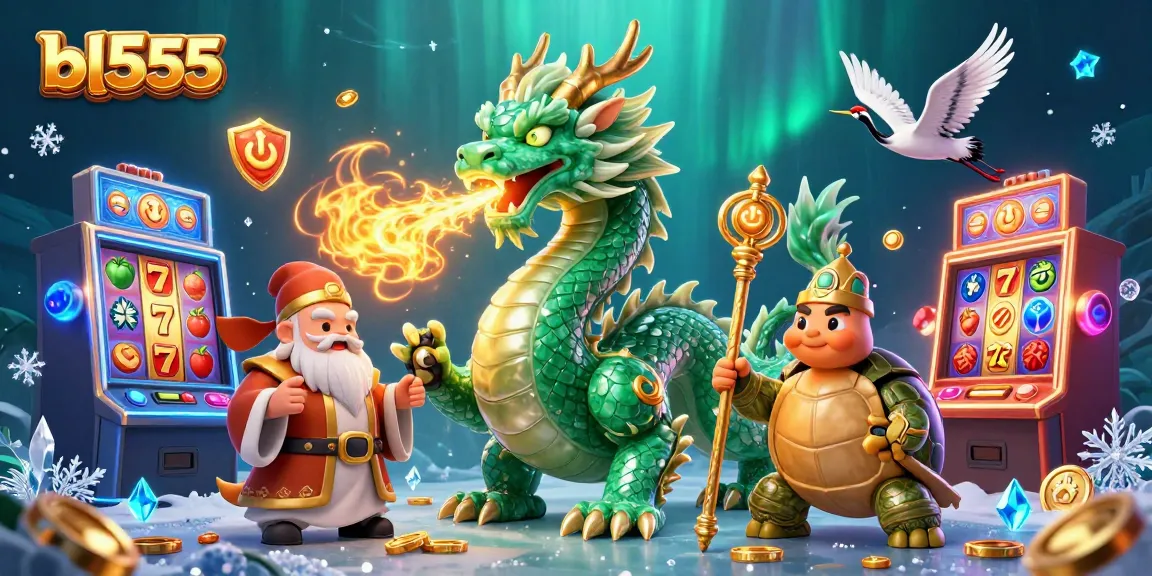 Experience thrilling slots and jackpots with bl555 in a dynamic 3D casino illustration.