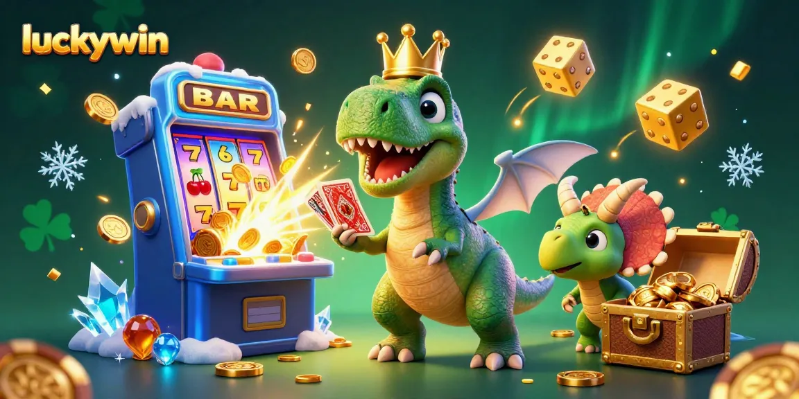Experience thrilling wins at luckywin with fun cartoon dinosaurs playing casino games and winning big!