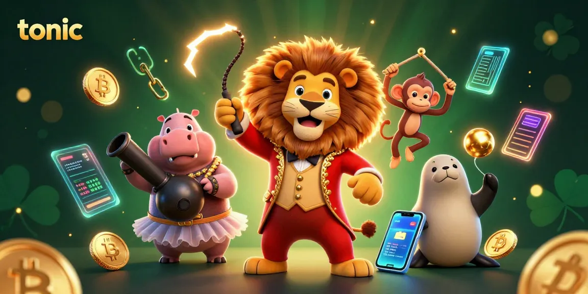 Experience the thrill of tonic in the casino with vibrant characters and crypto elements!