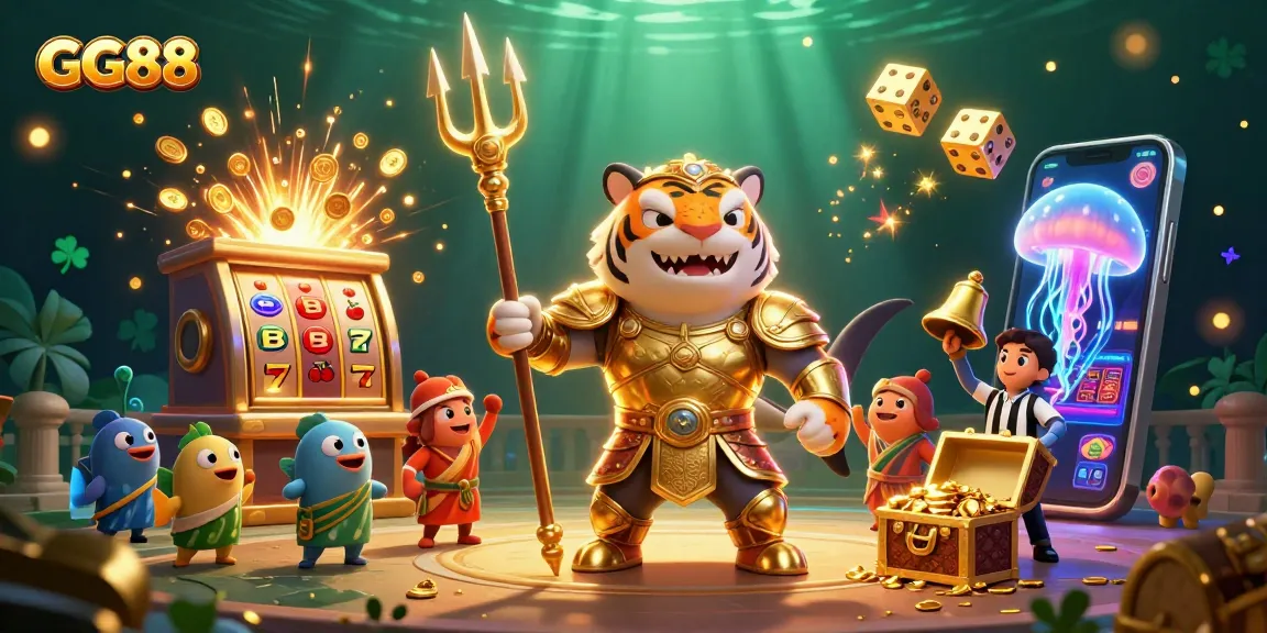 Experience thrilling jackpots at GG88 with vibrant 3D visuals of an underwater casino adventure featuring dynamic gameplay elements.