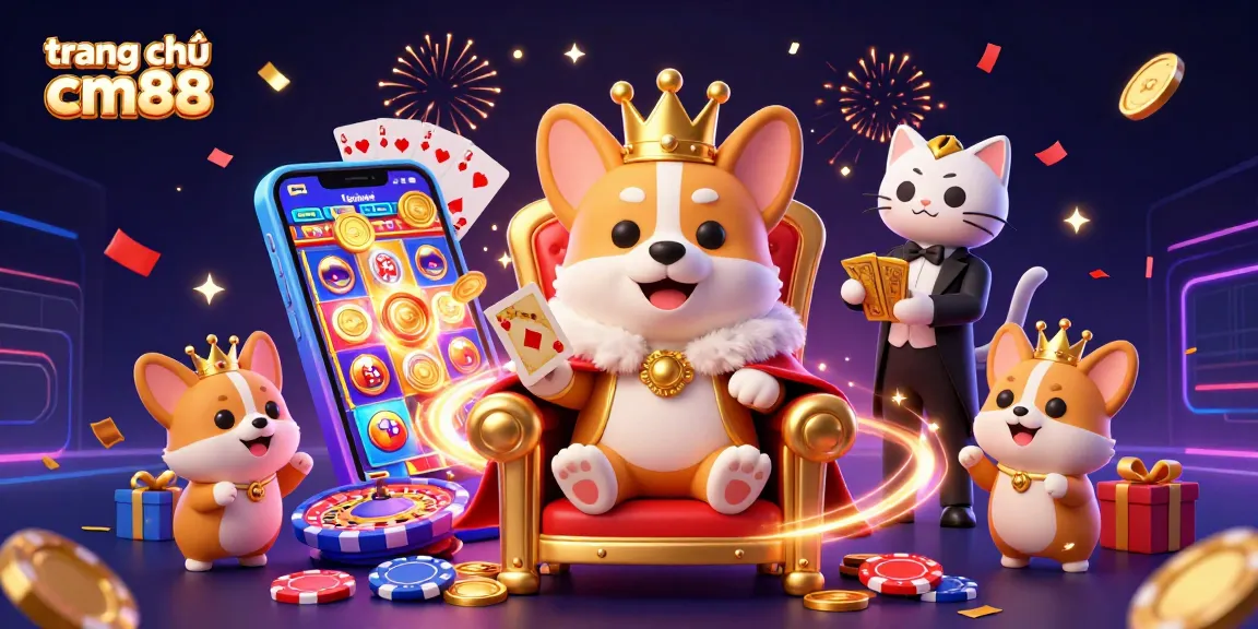 Experience the vibrant action at trang chủ cm88 with royal characters amidst casino icons.