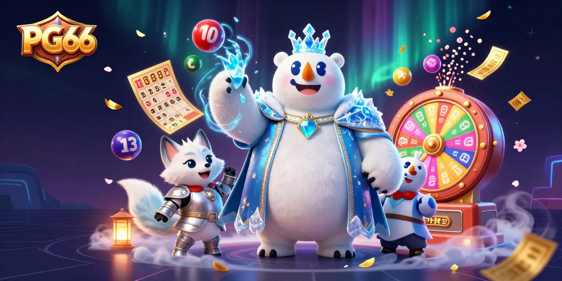 Experience the excitement of PG66 with vibrant game elements and dynamic characters in an immersive casino scene.