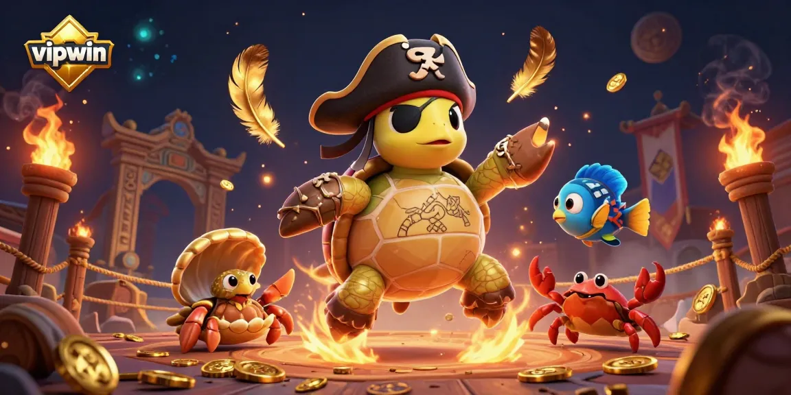 Experience thrilling betting action at vipwin with vibrant, cartoon-style gambling characters and dynamic treasure elements.