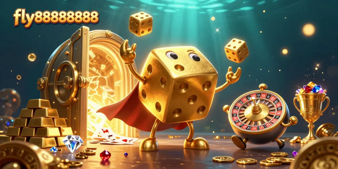 Experience thrilling gameplay at fly88888888 with dynamic golden dice golem characters and vibrant casino treasures.