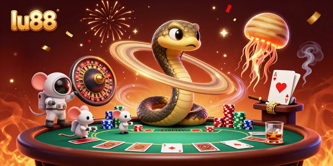 Experience excitement with lu88 as astronaut mice bet on a roulette wheel in space.