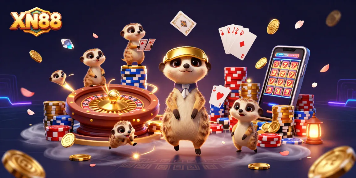 Experience thrilling gameplay at XN88 with a vibrant meerkat casino scene rich in action and excitement