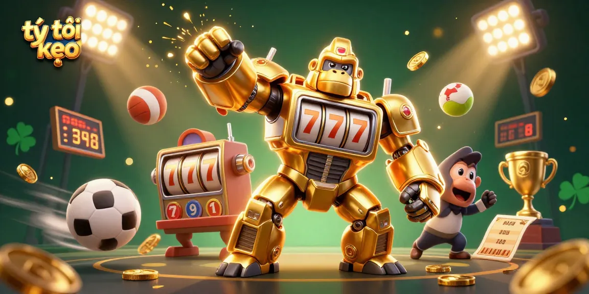 Experience dynamic sports betting adventures with tỷ lệ kèo in this vibrant 3D illustration.