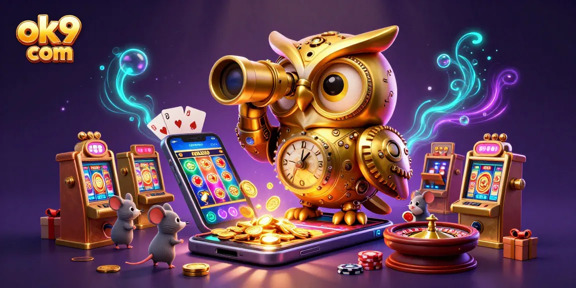 Engage with the vibrant world of ok9 com as the golden owl oversees magical slot adventures.