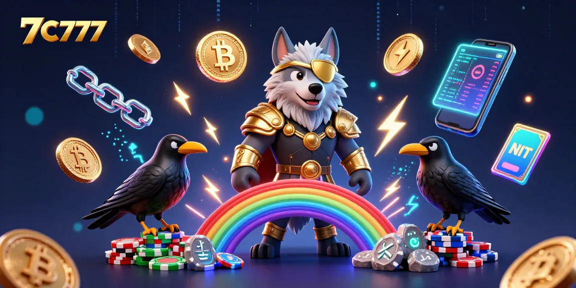 Engage with the thrilling universe of 7C777 through a vibrant and dynamic casino-themed illustration.