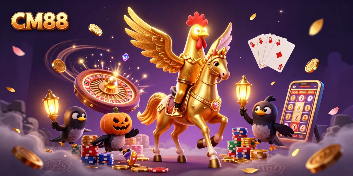 Engage in thrilling gameplay with CM88's vibrant casino adventures, featuring unique characters amidst shimmering rewards.