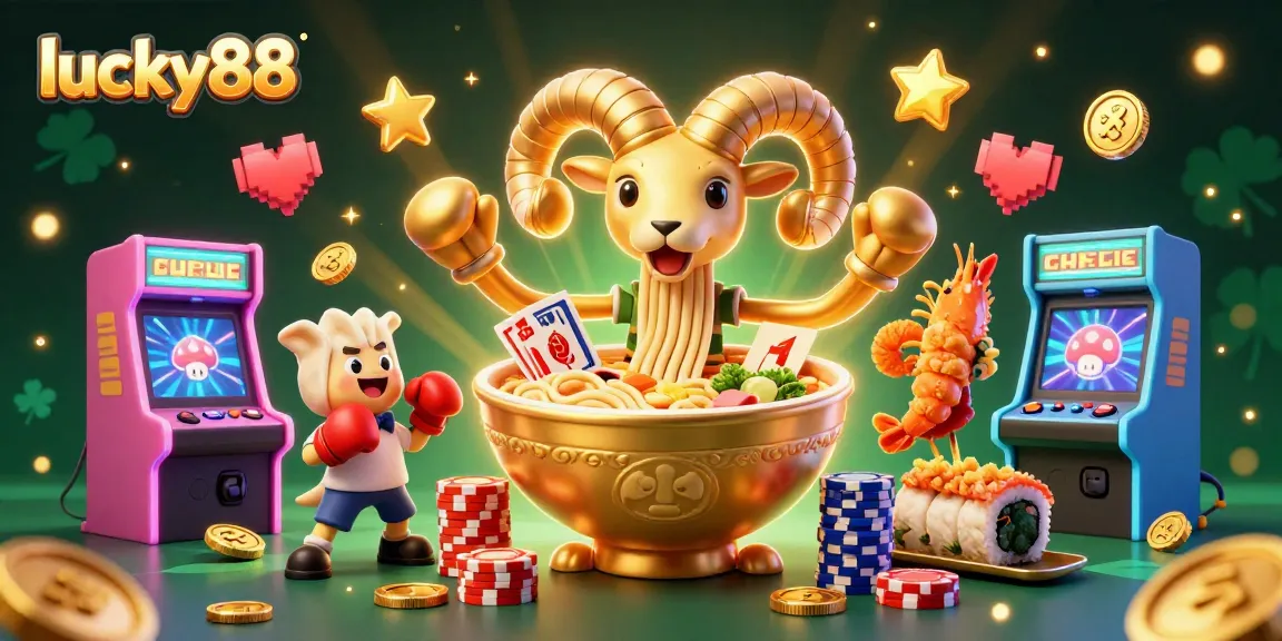 Engage with lucky88's vibrant casino atmosphere featuring dynamic characters and gaming elements.