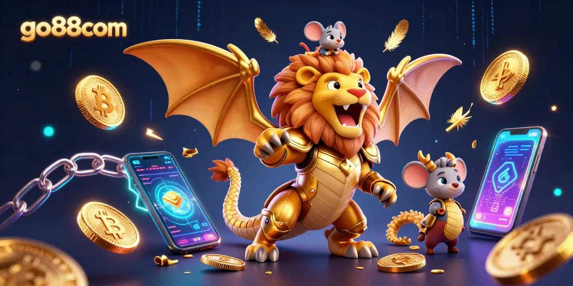 Win big with immersive gaming at go88com featuring a golden chimera and vibrant casino elements.